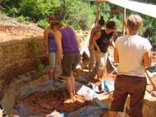 Margie, Lily, and Virginia Mixing Cob for the Gypsy Cafe Cob Home and Music Studio